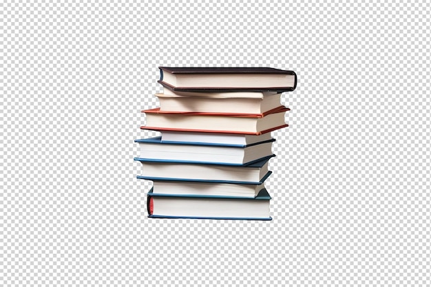 PSD books stacked and isolated on transparent background