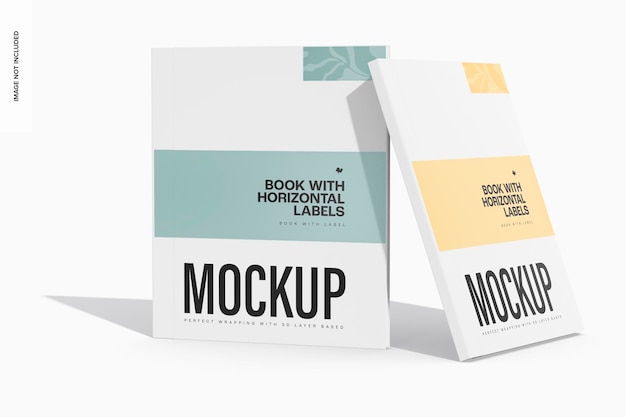 Books with Horizontal Labels Mockup, Leaned