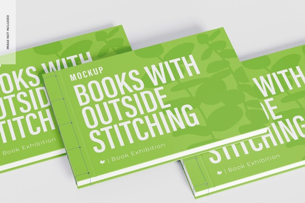 Books with Outside Stitching Mockup, Top View