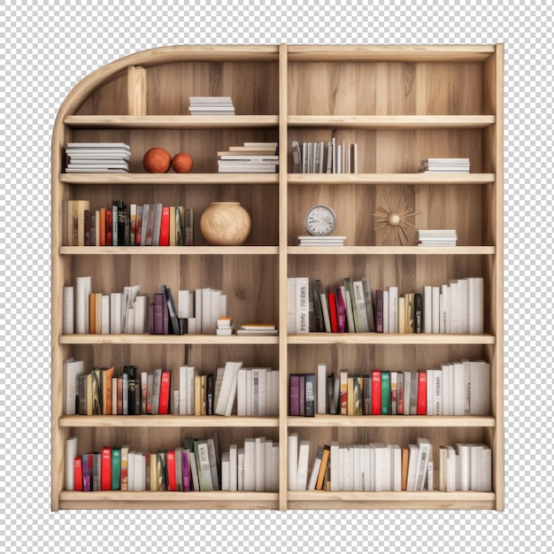 Bookshelf isolated on transparent background Generative AI