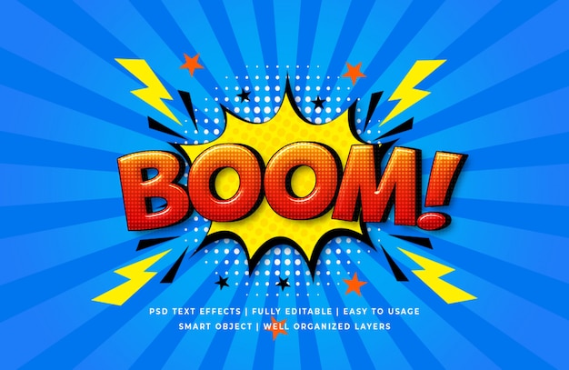 Boom Comic speech 3d Text Style Effect