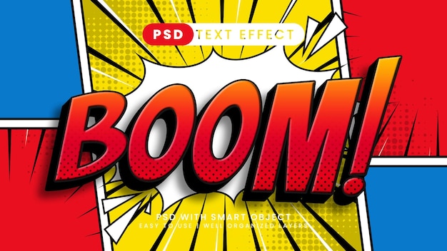 Boom popart text effect editable comic and cartoon text style