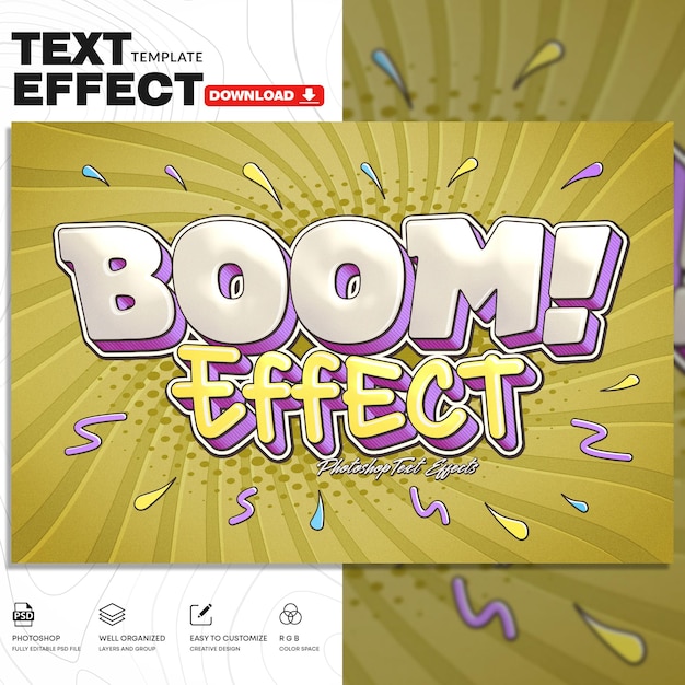 Boom Text Effect PSD Template