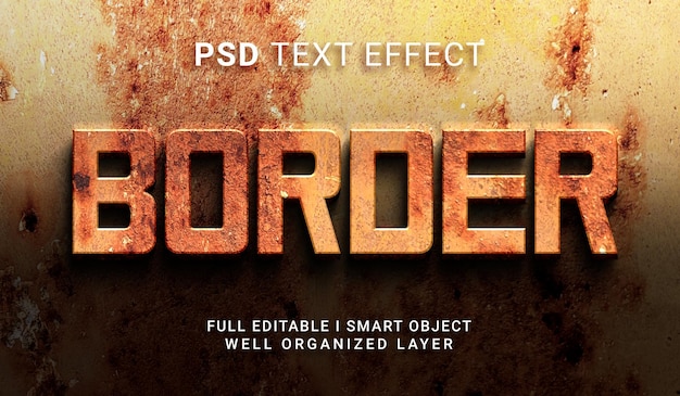 Border 3d style text effect