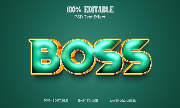 Boss 3D Text Effect Editable Text Style PSD File