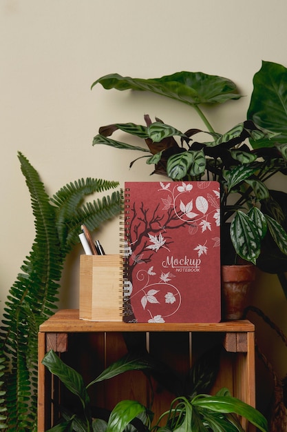 Botanical scene with pot mockup