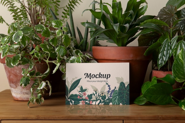 PSD botanical scene with pot mockup