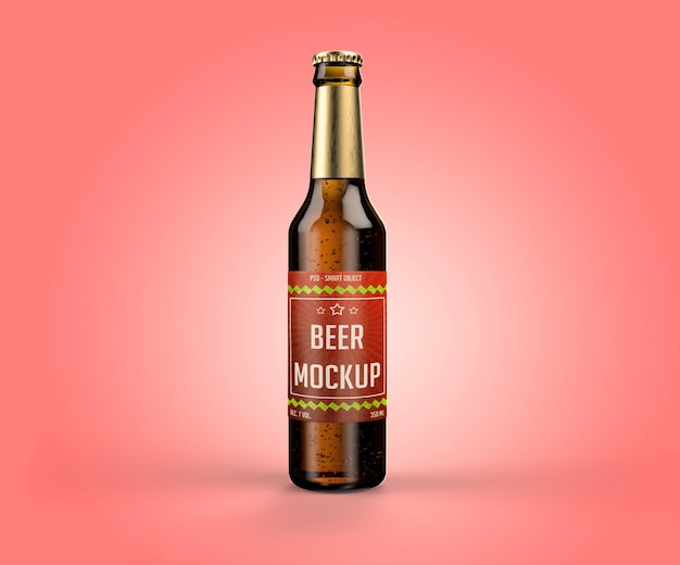 Bottle of beer with a label mockup