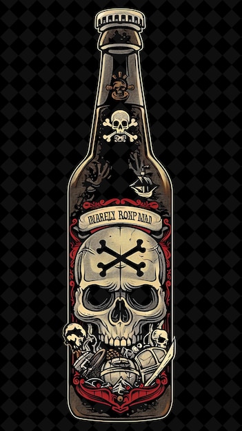 a bottle of beer with a skull and crossbones on the label