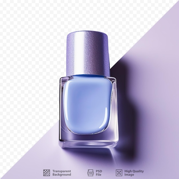 a bottle of blue nail polish with a purple bottle of blue color.