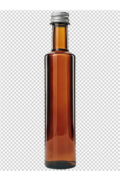 PSD a bottle of brown liquid sits on a transparent background