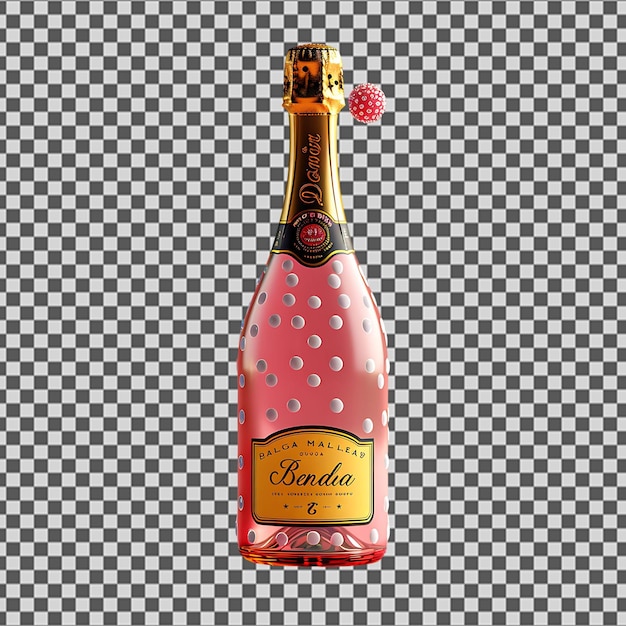 PSD a bottle of brulee with a pink label on it