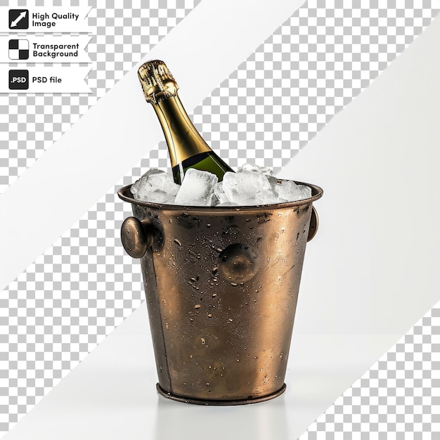 a bottle of champagne in a bucket of ice