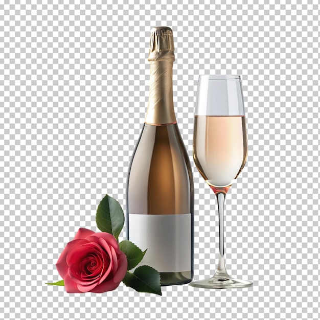 PSD a bottle of champagne with glasses transplant background