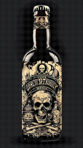 PSD a bottle of coffee with a skull on the label