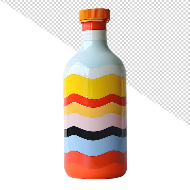 PSD a bottle of colorful lines is shown on a white background