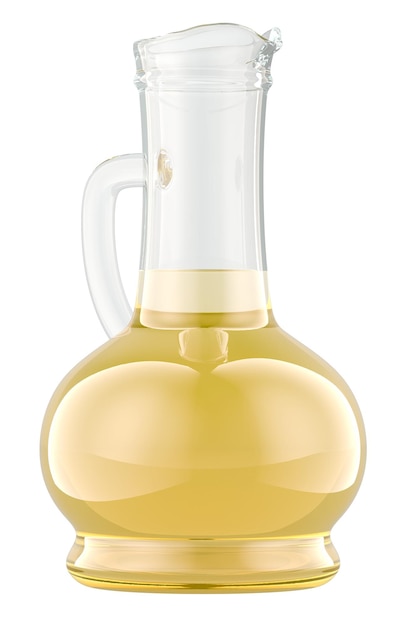 PSD bottle of cooking oil glass bottle of yellow oil 3d rendering isolated on transparent background