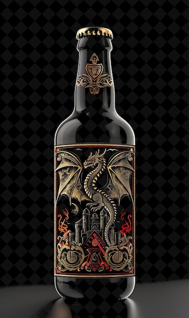 a bottle of a dragon is on a black background