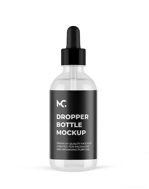 A bottle of dropper bottle mockup with a white background.