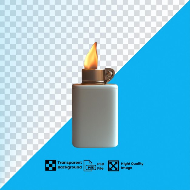 a bottle of fire is on a blue background with a picture of a lighter