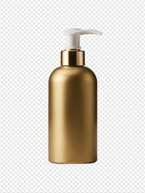 a bottle of gold soap with a white cap