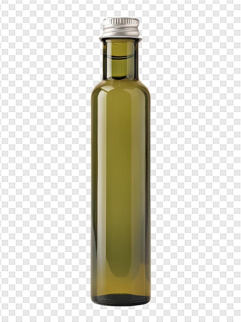 a bottle of green perfume on a white background