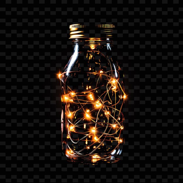 a bottle of light bulbs with a black background