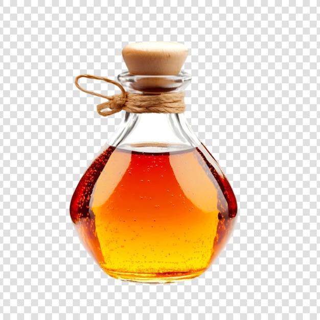 PSD a bottle of maple syrup with a cork in the middle on a transparent background