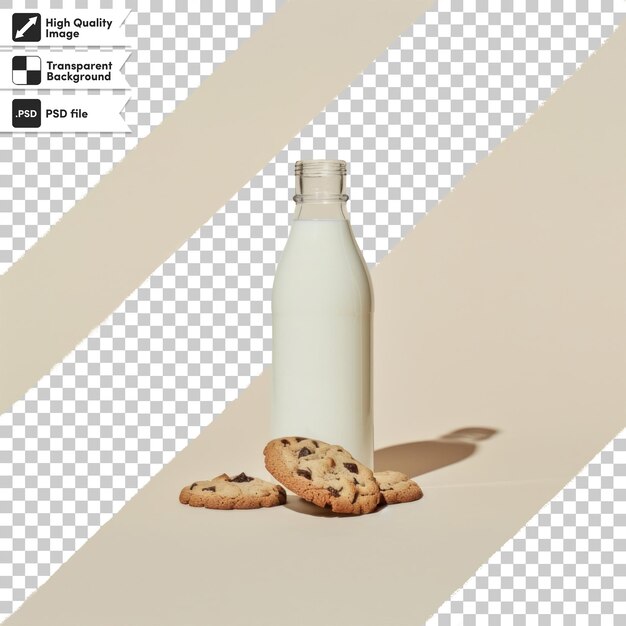 a bottle of milk and cookies with a bottle of milk on it