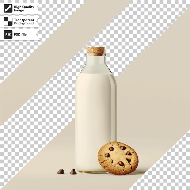 a bottle of milk with a cookie on the front and the letter g on the front