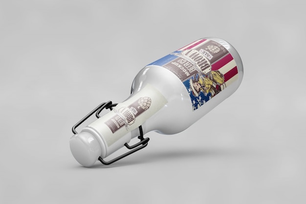 Bottle mockup with usa flag