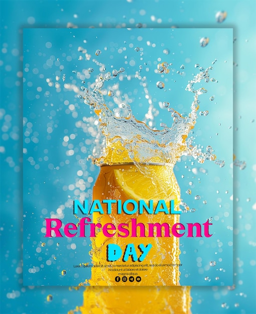 a bottle of national day water with a splash of yellow liquid