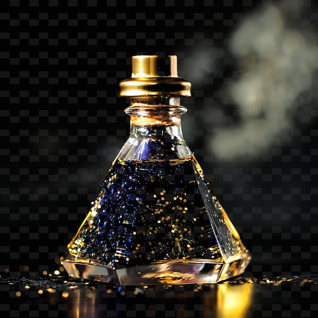 PSD a bottle of oil with a gold cap and a gold top