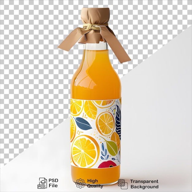 PSD a bottle of orange juice with a brown bow on the label