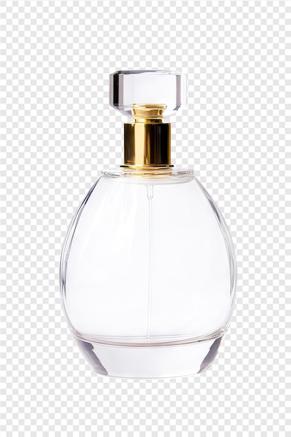 PSD a bottle of perfume with a gold cap on a transparent background