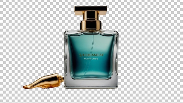 a bottle of perfume with a gold top