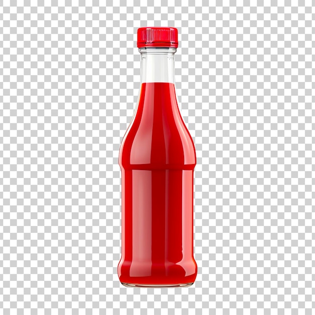 A bottle of red tomato sauce on a transparent background