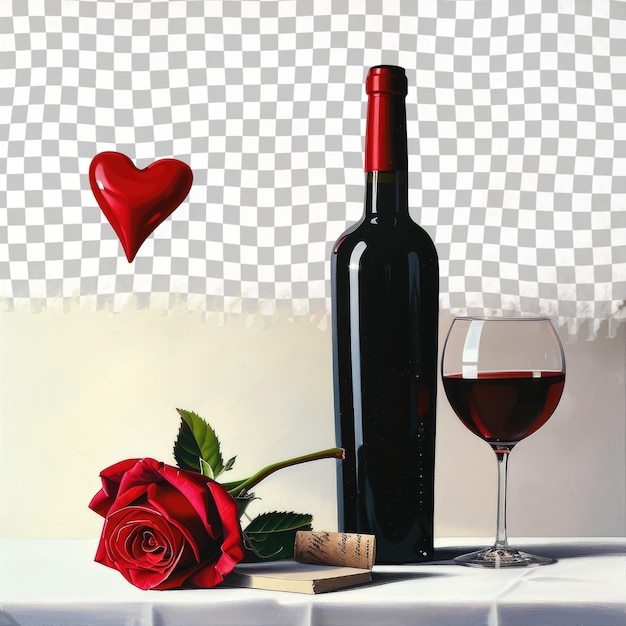 a bottle of wine and a bottle of wine with a heart in the background