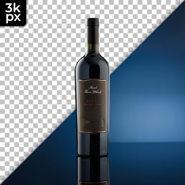 a bottle of wine is shown with a black background