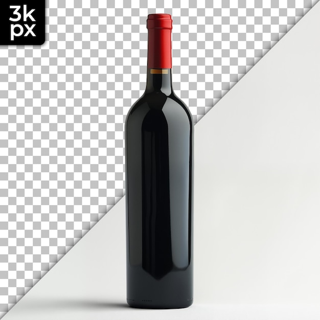 a bottle of wine with a red cap on it