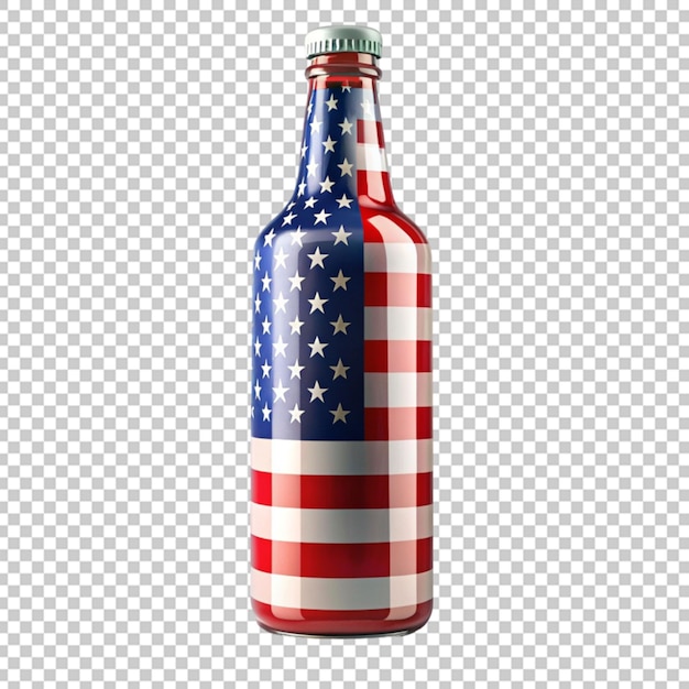 bottle with american flag isolated on transparent background