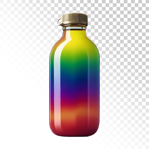 PSD a bottle with a rainbow colored cap on it