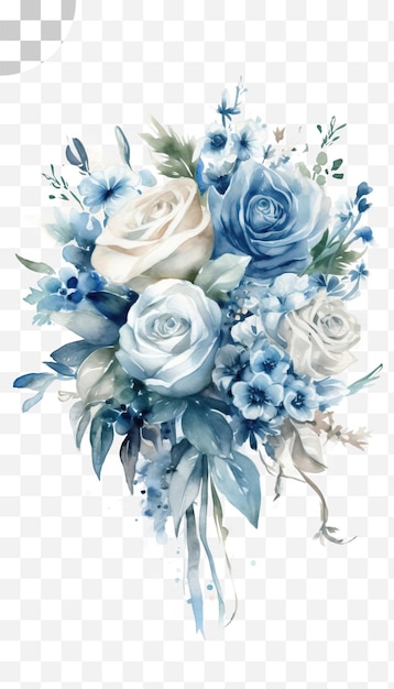 A bouquet of blue and white roses with a blue and white bouquet.