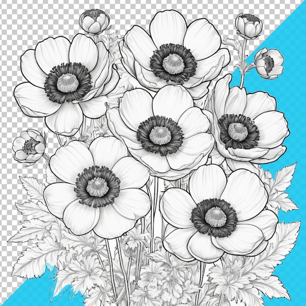 PSD a bouquet of daisies is shown on a grid