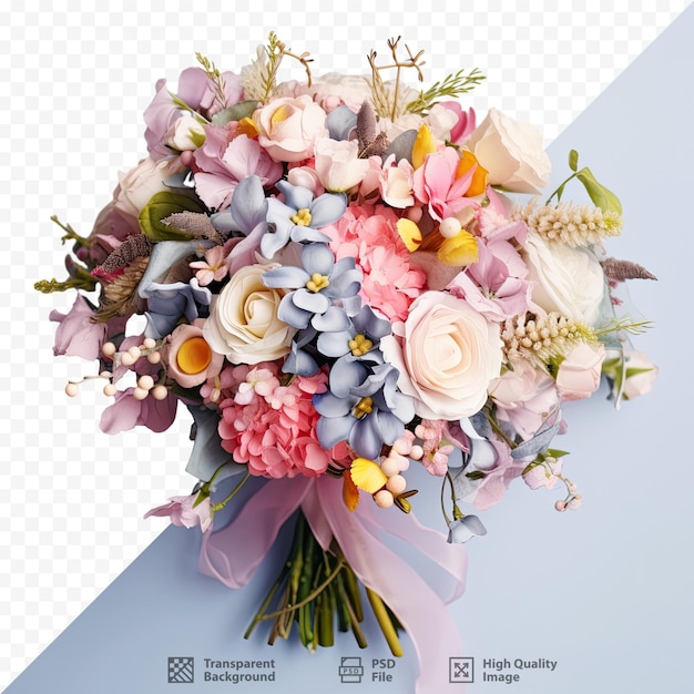 a bouquet of flowers is displayed on a transparent background.