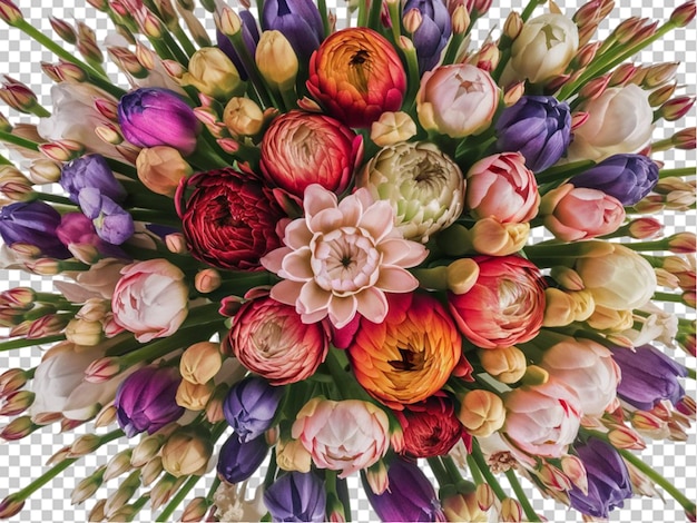 a bouquet of flowers is shown in a circle