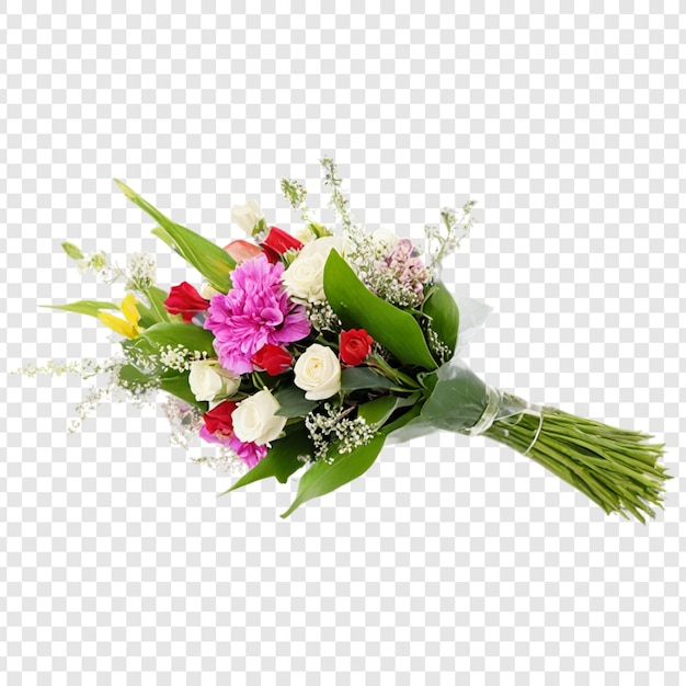 a bouquet of flowers in a vase with a transparent background