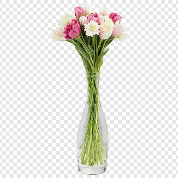 PSD a bouquet of flowers in a vase with a transparent background