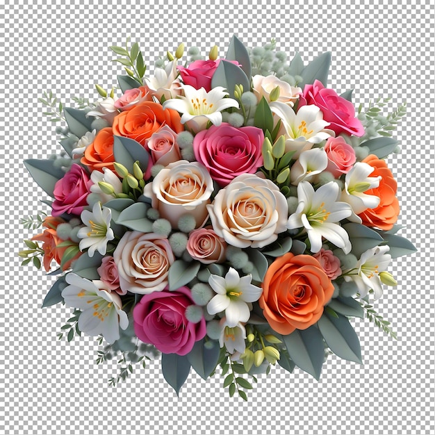 PSD a bouquet of flowers with a white background with a pink and white flower