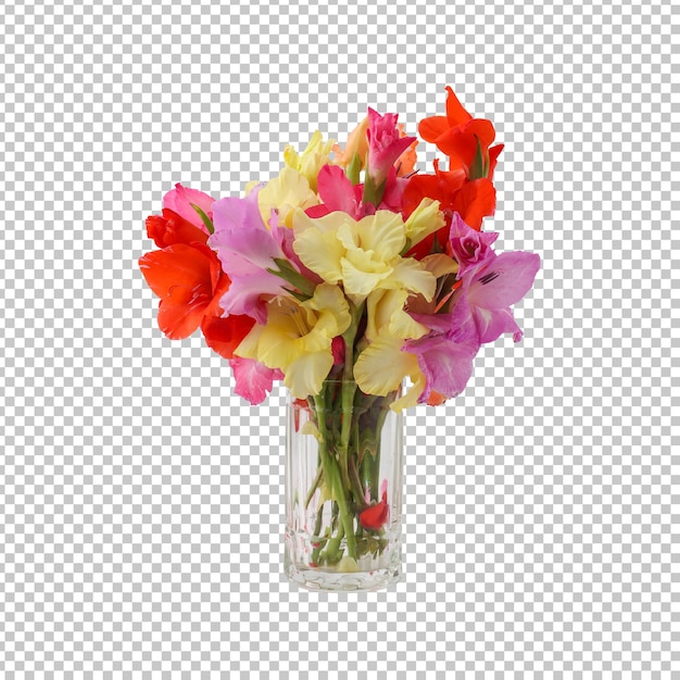 Bouquet of gladiolus flowers isolated rendering